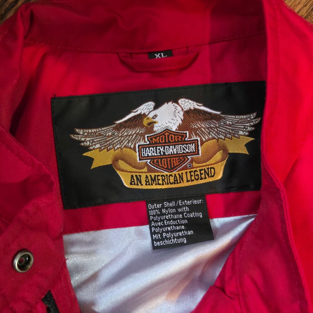 VTG Harley Davidson Women's Nylon Riding Jacket Hot Pink Size XL Shoulder Pads - Picture 4 of 10
